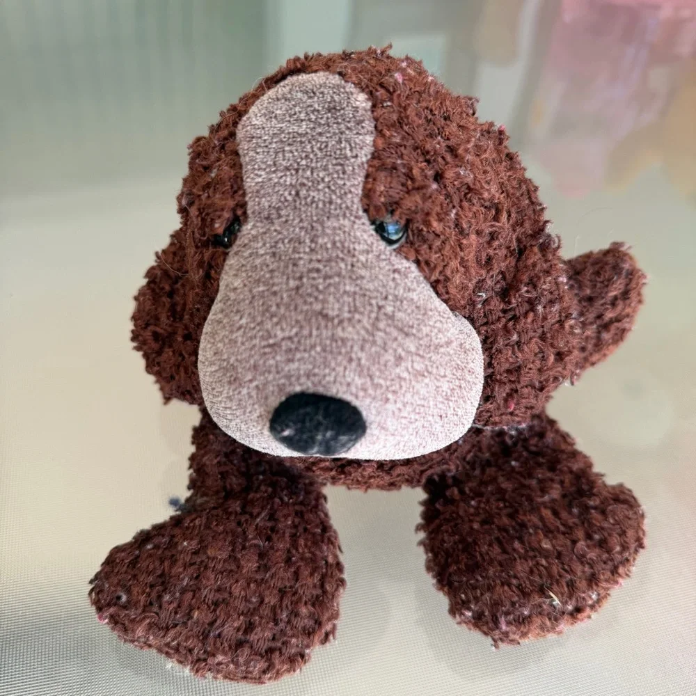 Russ Berrie‎ FLATFOOT Brown Grey Puppy Dog Plush Stuffed Animal 90s Toy